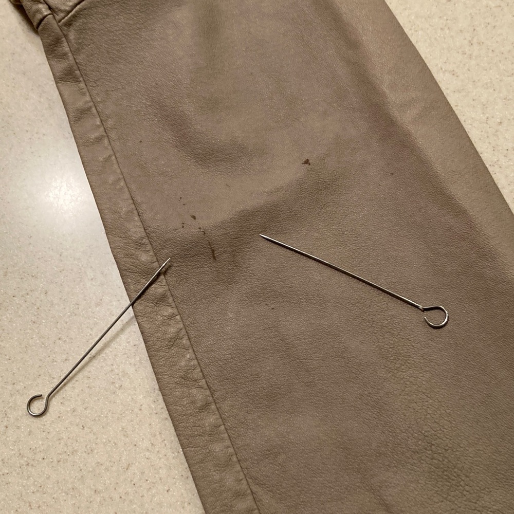 Poleci Taupe Leather Pants 30" Waist  **Very Worn** - Picture 16 of 16